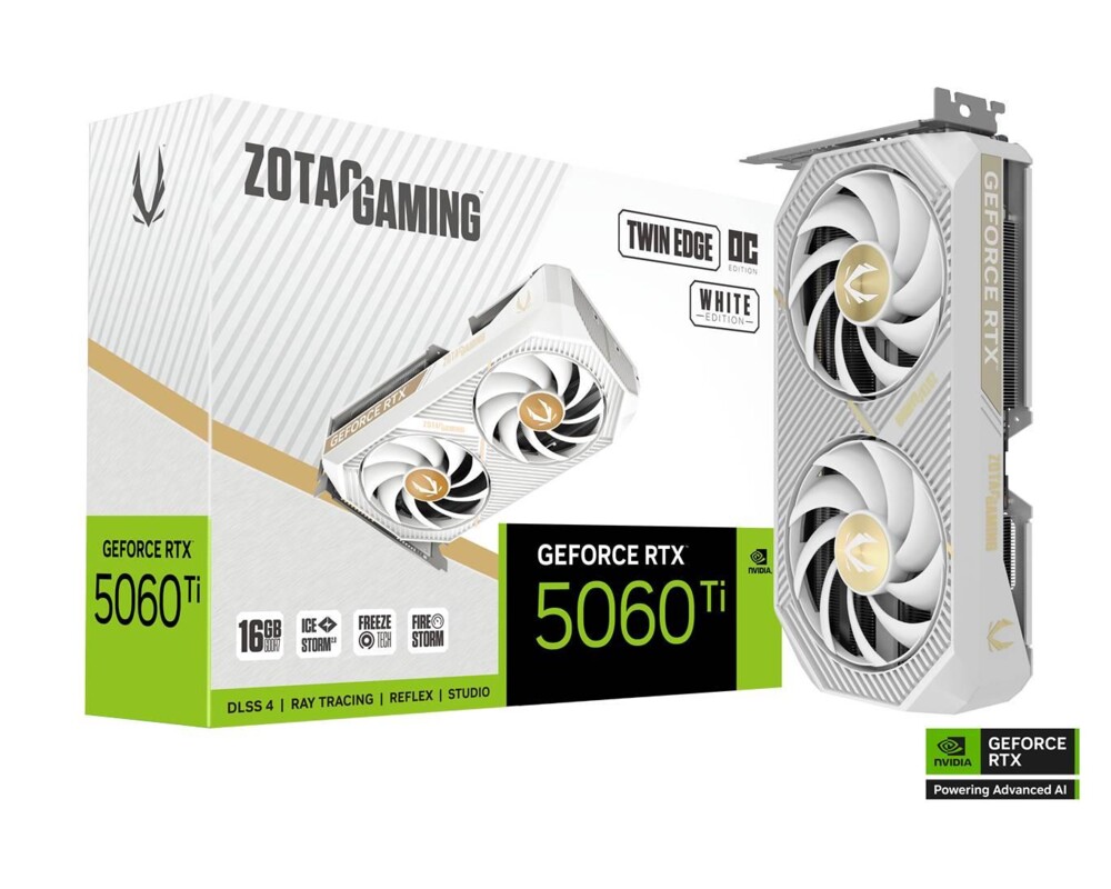 Видеокарта ZOTAC GAMING RTX 5060 TI Twin Edge OC White Edition 16GB GDDR7 6