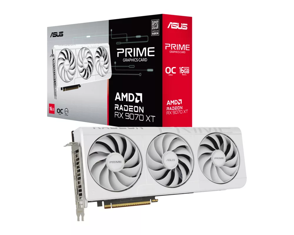 Видеокарта Asus Prime RX 9070 XT 16GB GDDR6 OC White 20
