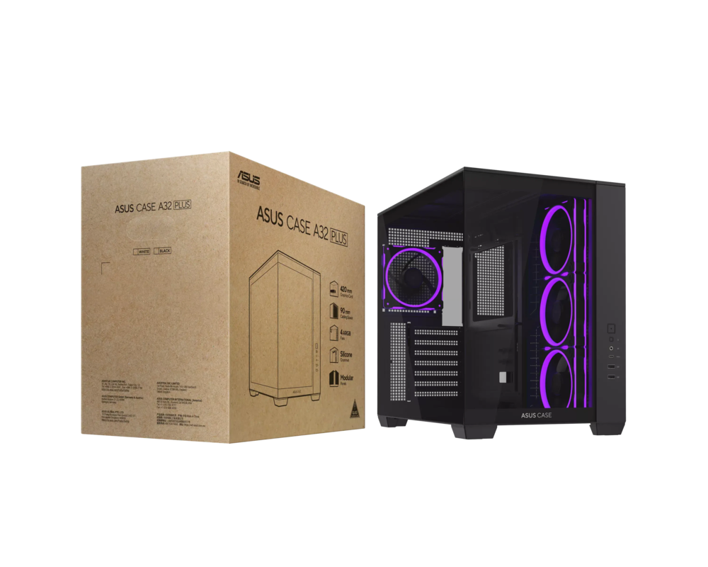 Кутия ASUS A32 PLUS Tempered Glass + 4 ARGB Вентилатора - Black 16