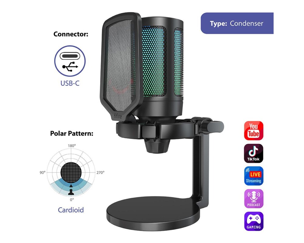 Микрофон FIFINE A6NEO RGB - Black 5