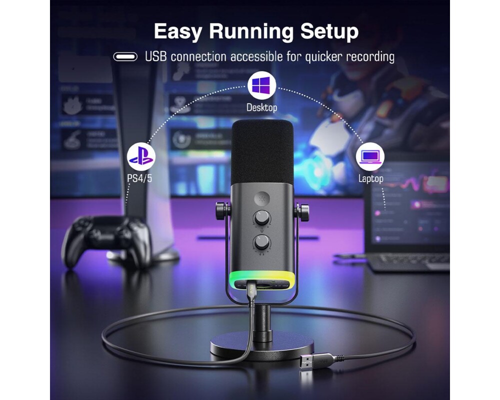 Микрофон FIFINE AM8 Dynamic RGB XLR/USB- Black 9