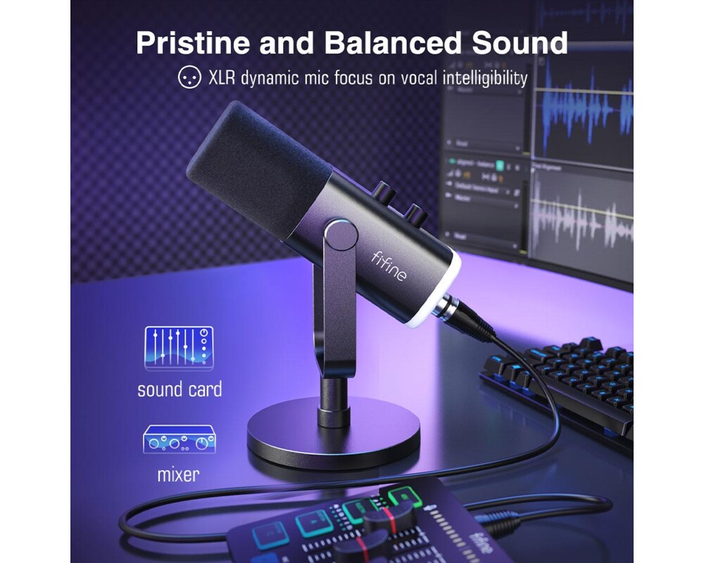 Микрофон FIFINE AM8 Dynamic RGB XLR/USB- Black 10