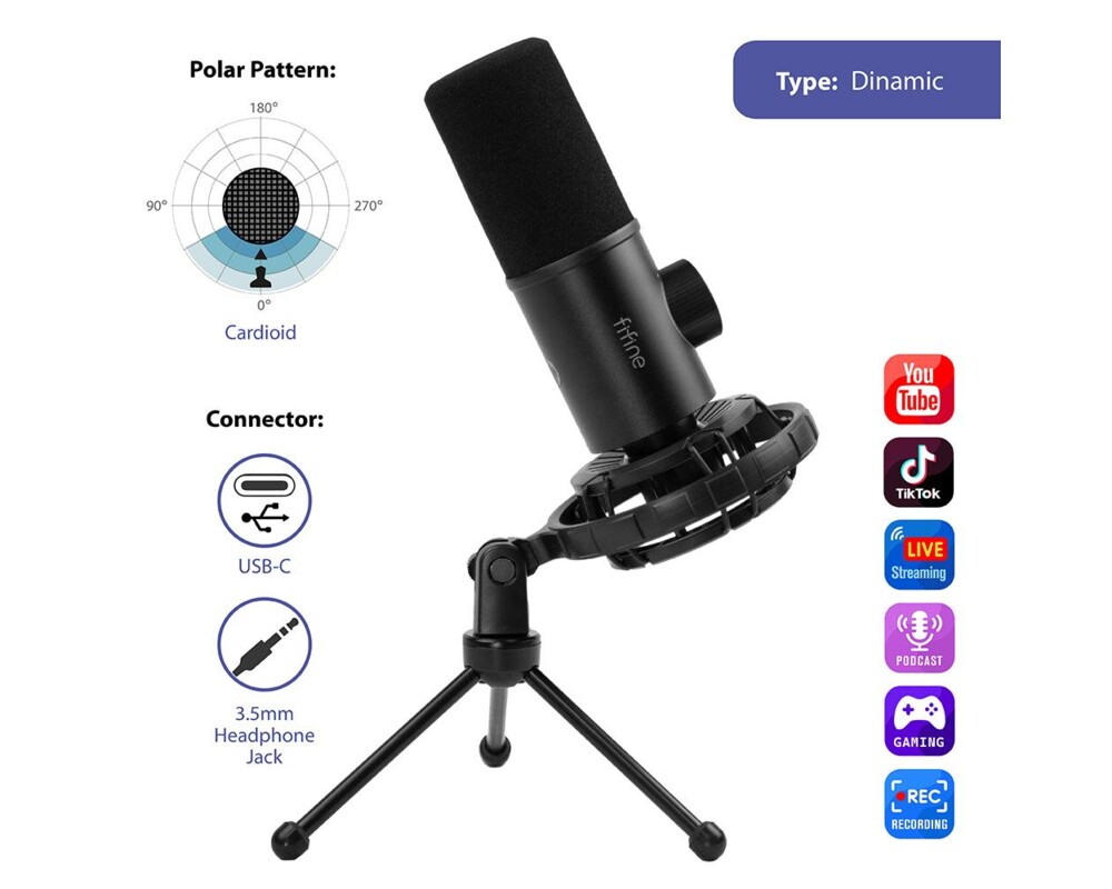 Микрофон FIFINE K658 Dynamic RGB - Black 4