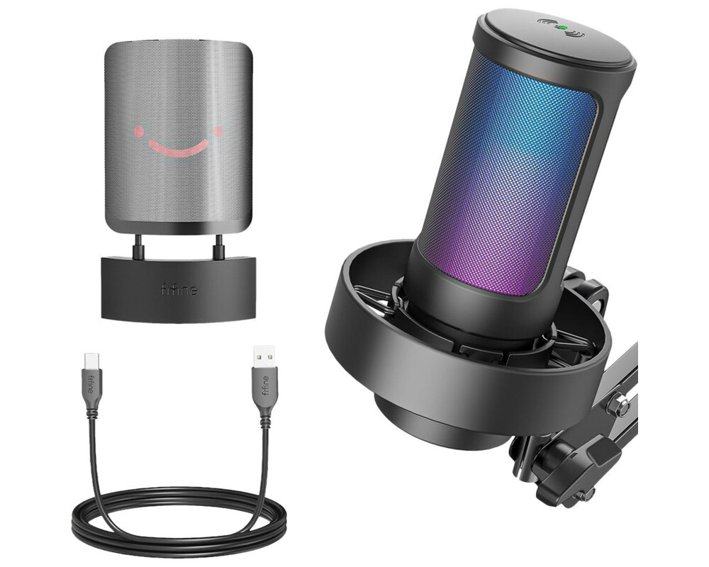 Микрофон със стойка FIFINE A8T RGB - Black 5