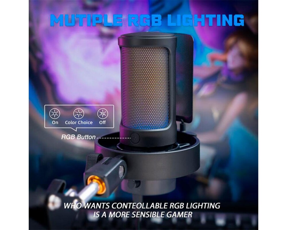 Микрофон със стойка FIFINE A8T RGB - Black 7