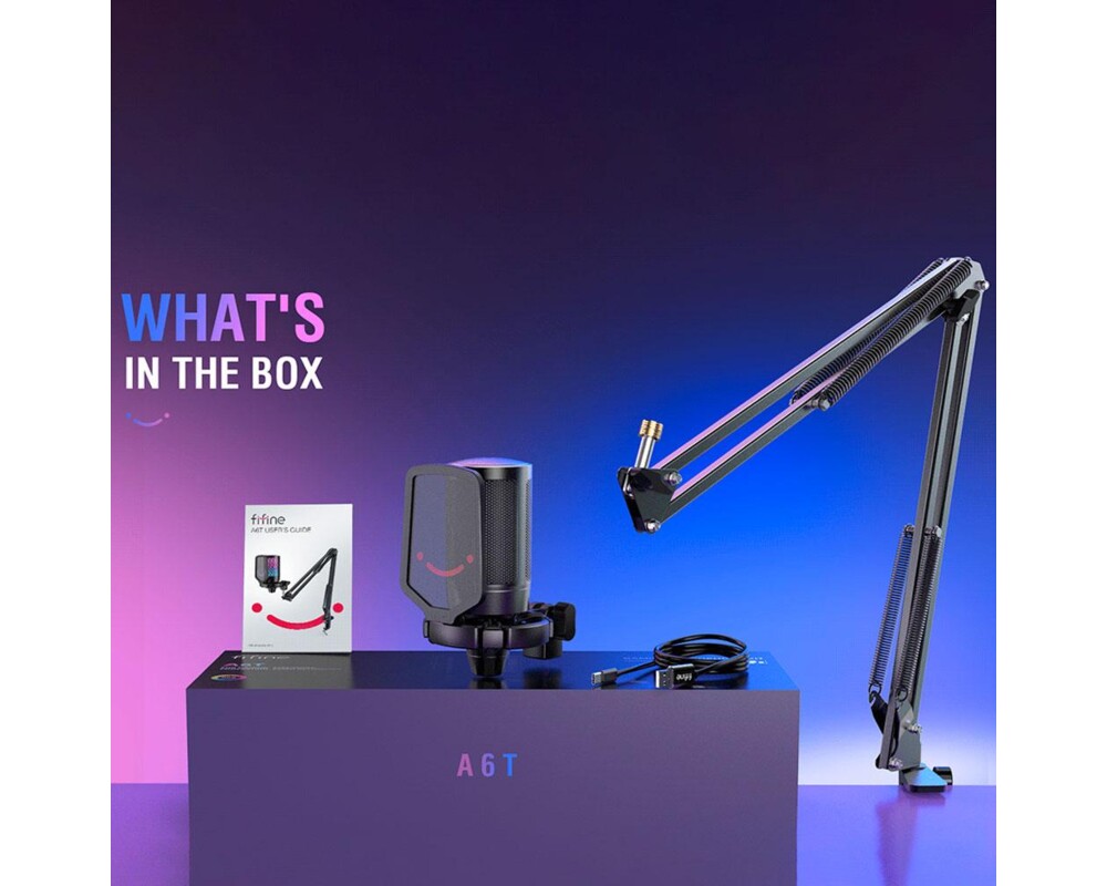 Микрофон със стойка FIFINE A6T RGB - Black 8