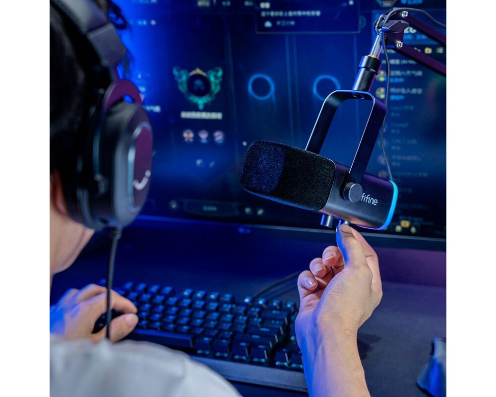 Микрофон със стойка FIFINE AM8T Dynamic RGB - Black 7
