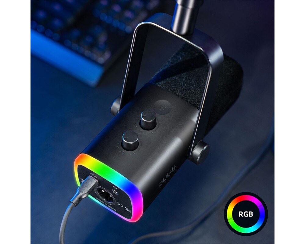 Микрофон със стойка FIFINE AM8T Dynamic RGB - Black 5
