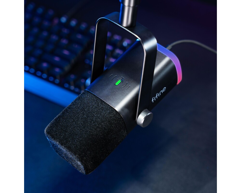 Микрофон със стойка FIFINE AM8T Dynamic RGB - Black 10