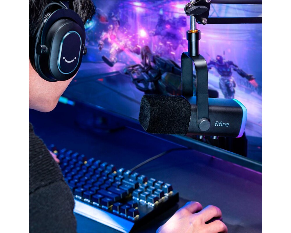Микрофон със стойка FIFINE AM8T Dynamic RGB - Black 6