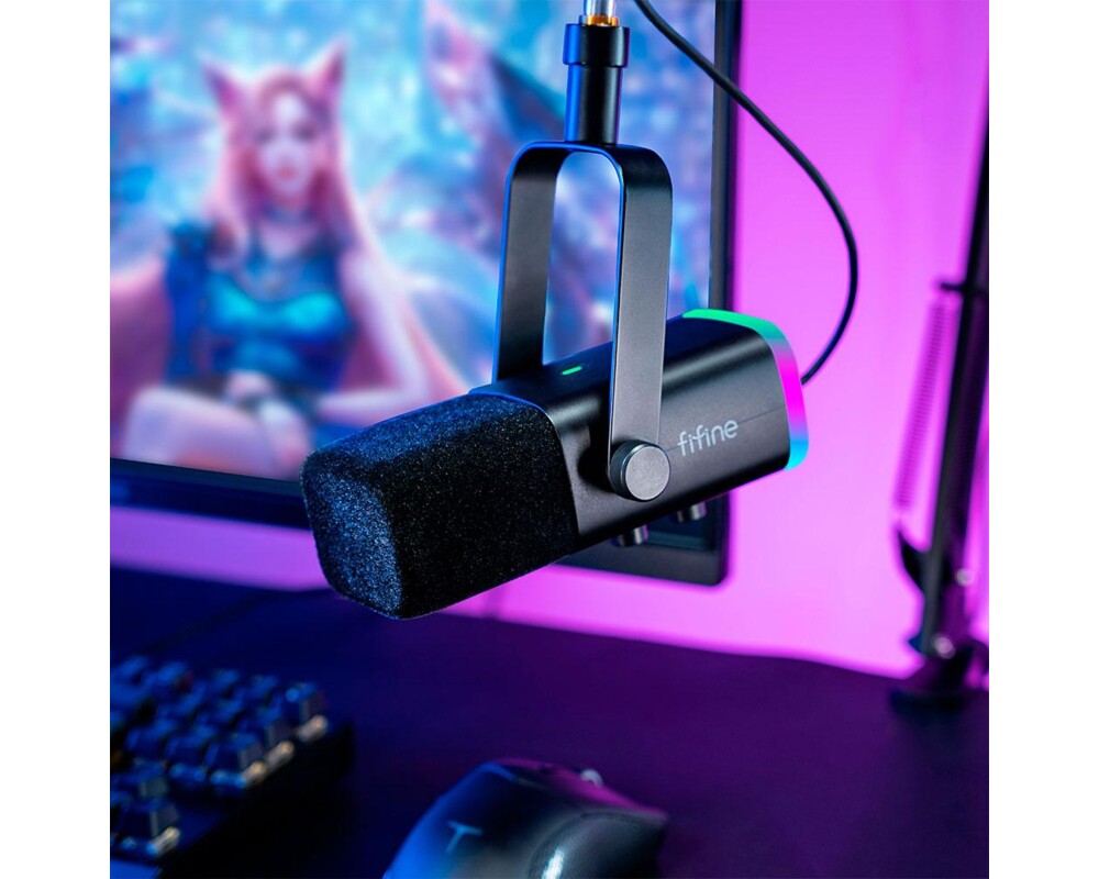 Микрофон със стойка FIFINE AM8T Dynamic RGB - Black 9