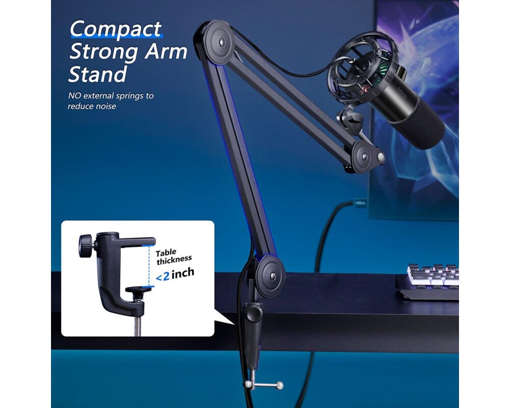 Микрофон със стойка FIFINE T658 Dynamic RGB - Black 8