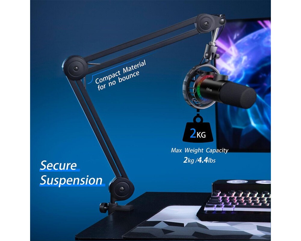 Микрофон със стойка FIFINE T658 Dynamic RGB - Black 6