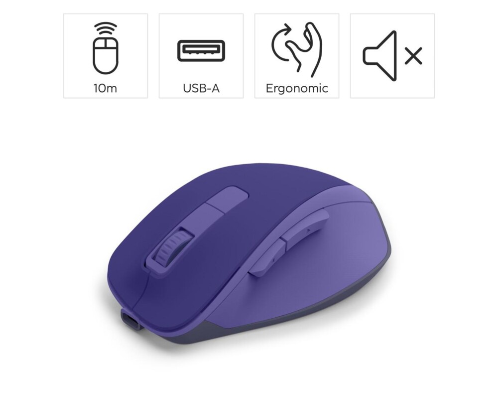 Мишка HAMA Безжична оптична мишка WM-500 Recharge, 6 бут.,800/1200/1600 dpi, безшумна, лилаво 10