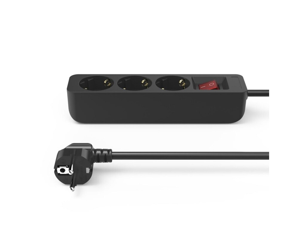 Разклонител HAMA Разклонител 3гнезда, 1.4м,черен с бутон вкл/изкл 13