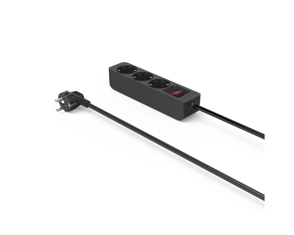 Разклонител HAMA Разклонител 3гнезда, 1.4м,черен с бутон вкл/изкл 7