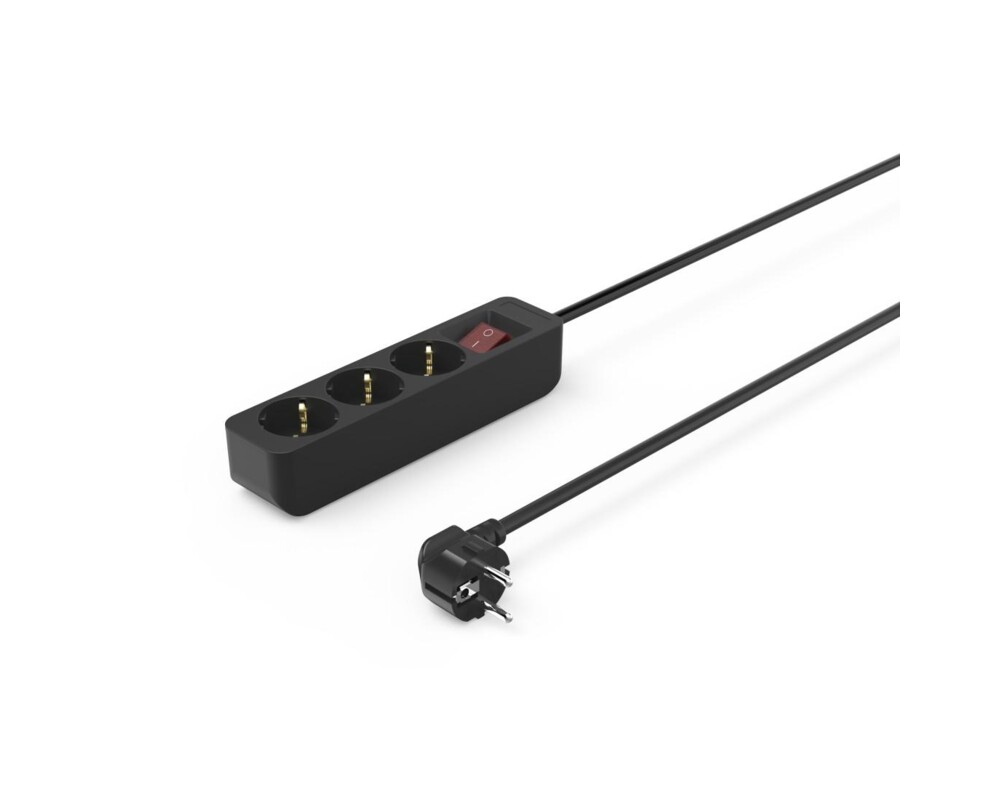 Разклонител HAMA Разклонител 3гнезда, 1.4м,черен с бутон вкл/изкл 11