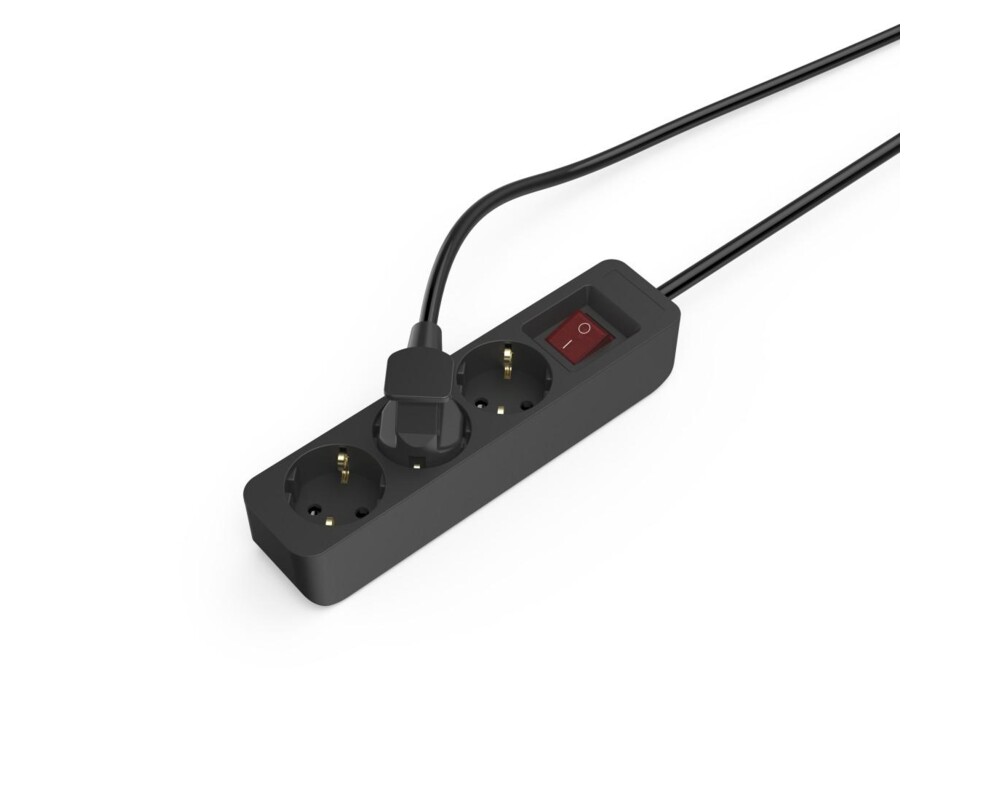 Разклонител HAMA Разклонител 3гнезда, 1.4м,черен с бутон вкл/изкл 9