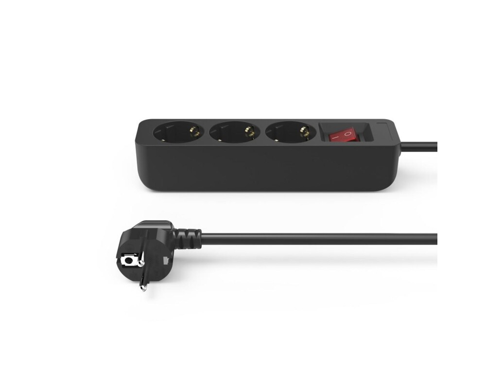 Разклонител HAMA Разклонител 3гнезда, 1.4м,черен с бутон вкл/изкл 10