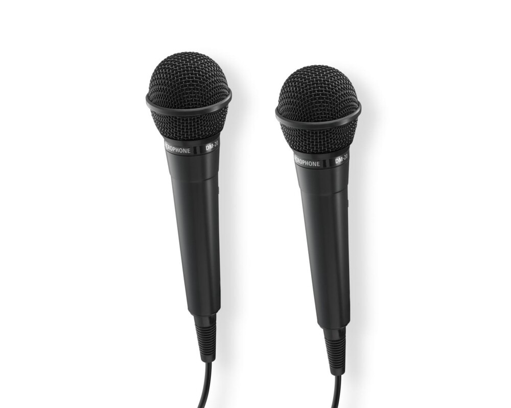 Микрофон HAMA Аудио динамични микрофони “Karaoke”, Комплект 2 бр. с кабел жак 2,5 м + адаптер, вкл./изкл. 3