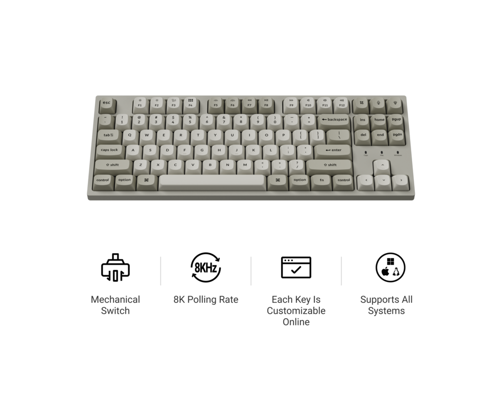 Клавиатура Геймърска Механична клавиатура Keychron C1 Pro 8K QMK - Super Brown Switch 6