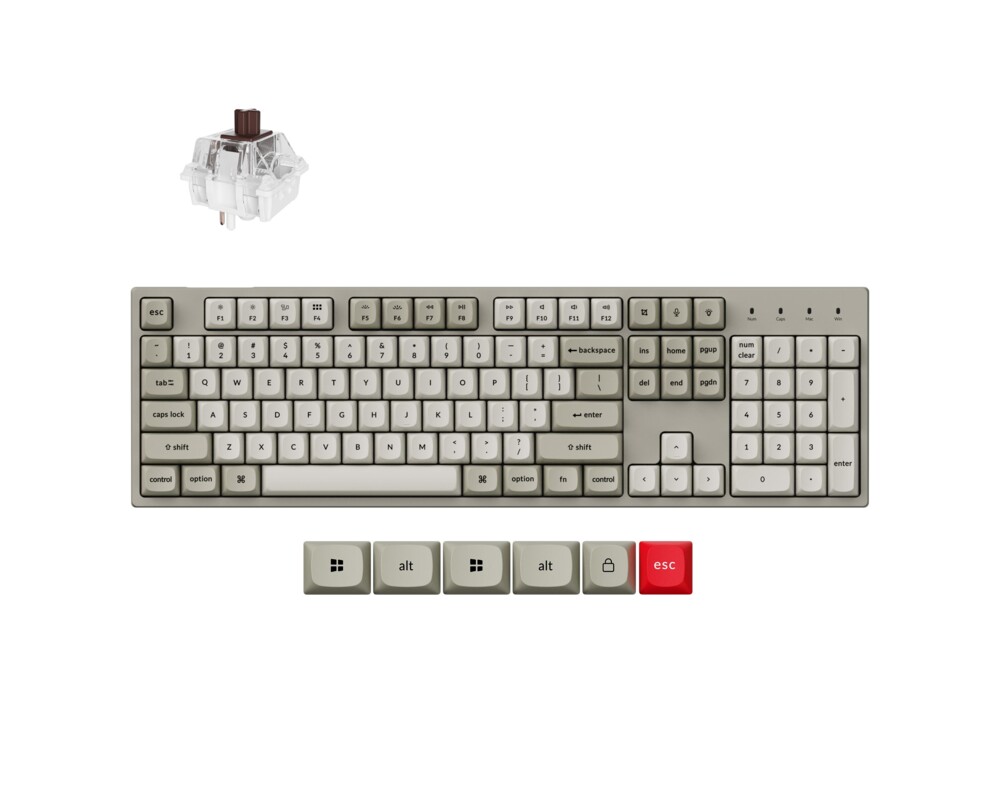 Клавиатура Геймърска Механична клавиатура Keychron C2 Pro 8K QMK - Super Brown Switch, Full Size