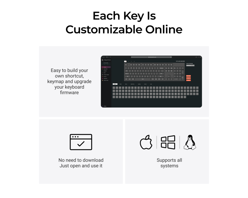 Клавиатура Геймърска Механична клавиатура Keychron C2 Pro 8K QMK - Super Red Switch, Full Size 7