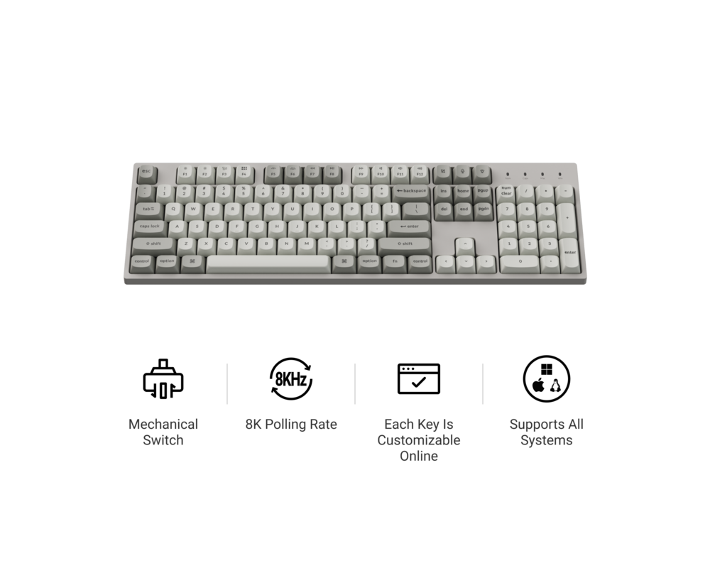 Клавиатура Геймърска Механична клавиатура Keychron C2 Pro 8K QMK - Super Red Switch, Full Size 5