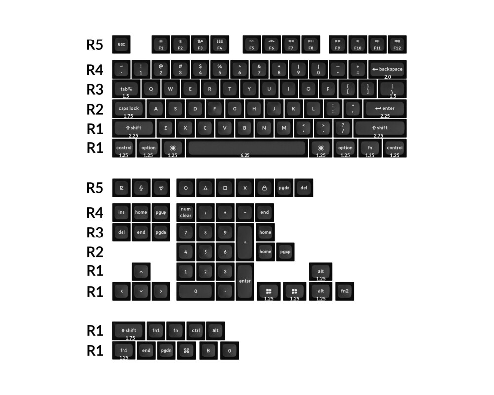 Геймърски аксесоари Капачки за механична клавиатура Keychron Double Shot KSA PBT Keycap Full Keycap Set 137 Keycaps - Black 2