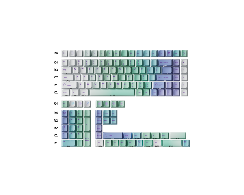 Геймърски аксесоари Капачки за механична клавиатура Keychron Cherry Profile Dye-Sub PBT Full Keycap Set - Cloud and Snow 2