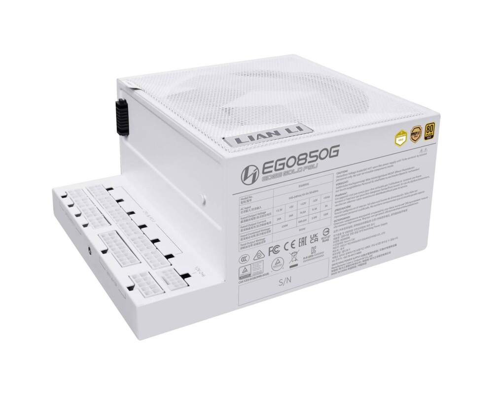 Захранване Lian Li EDGE EGO850 White 850W 80+ Gold PCIe 5.1, ATX 3.1 2