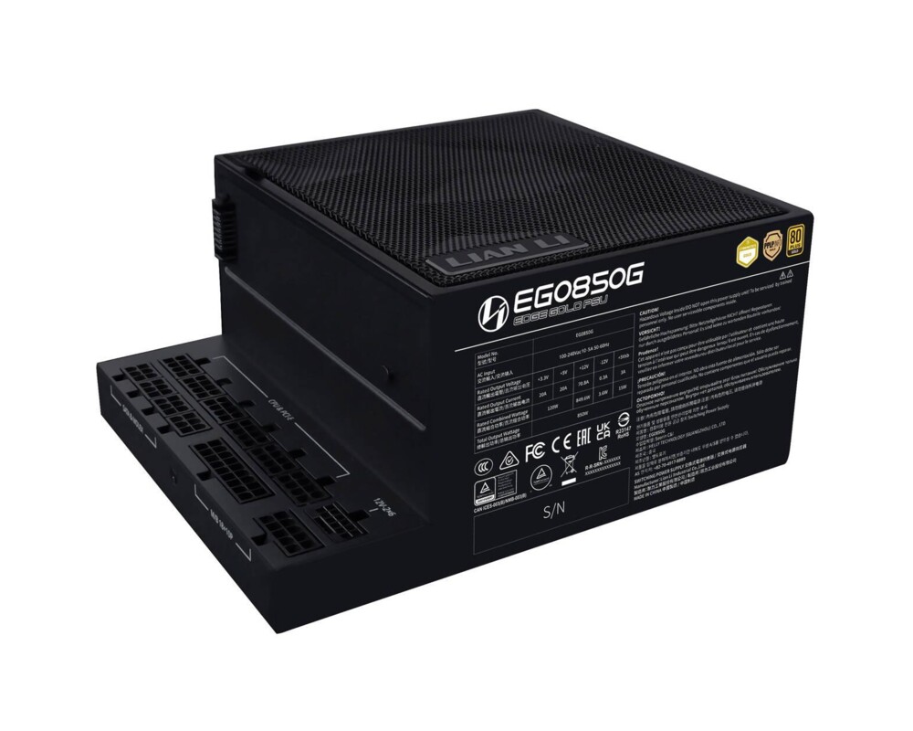 Захранване Lian Li EDGE EGO850 Black 850W 80+ Gold PCIe 5.1, ATX 3.1 2