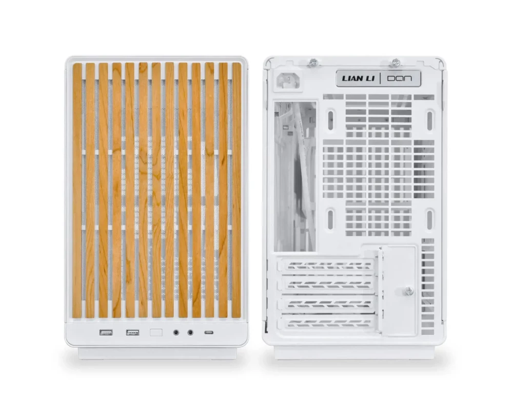 Кутия Lian Li DAN A3-mATX Wood Edition White, Tempered Glass, Micro Tower 2