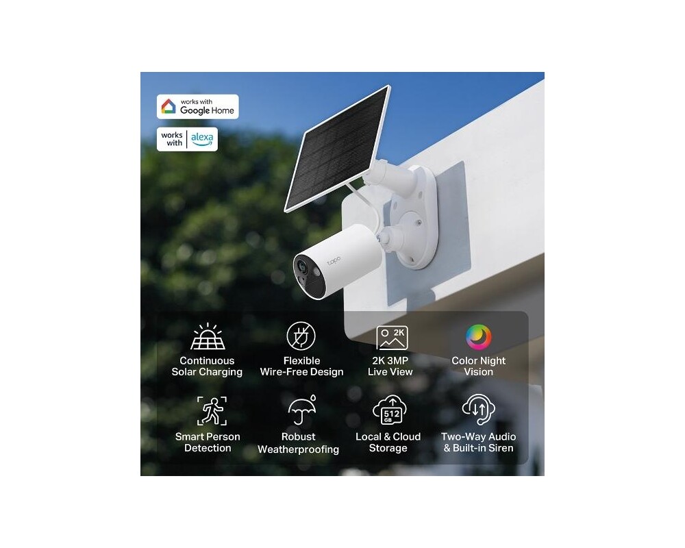 Цифрова IP камера TP LINK C410-kit включва:  IP Camera tapo C410 + tapo A201 соларен панел 4
