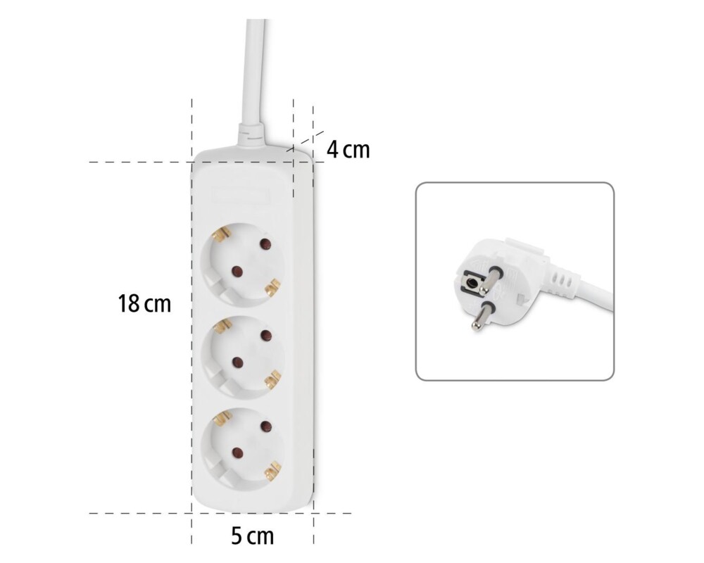 Разклонител HAMA Разклонител 3 гнезда, 1.4м, бял 6