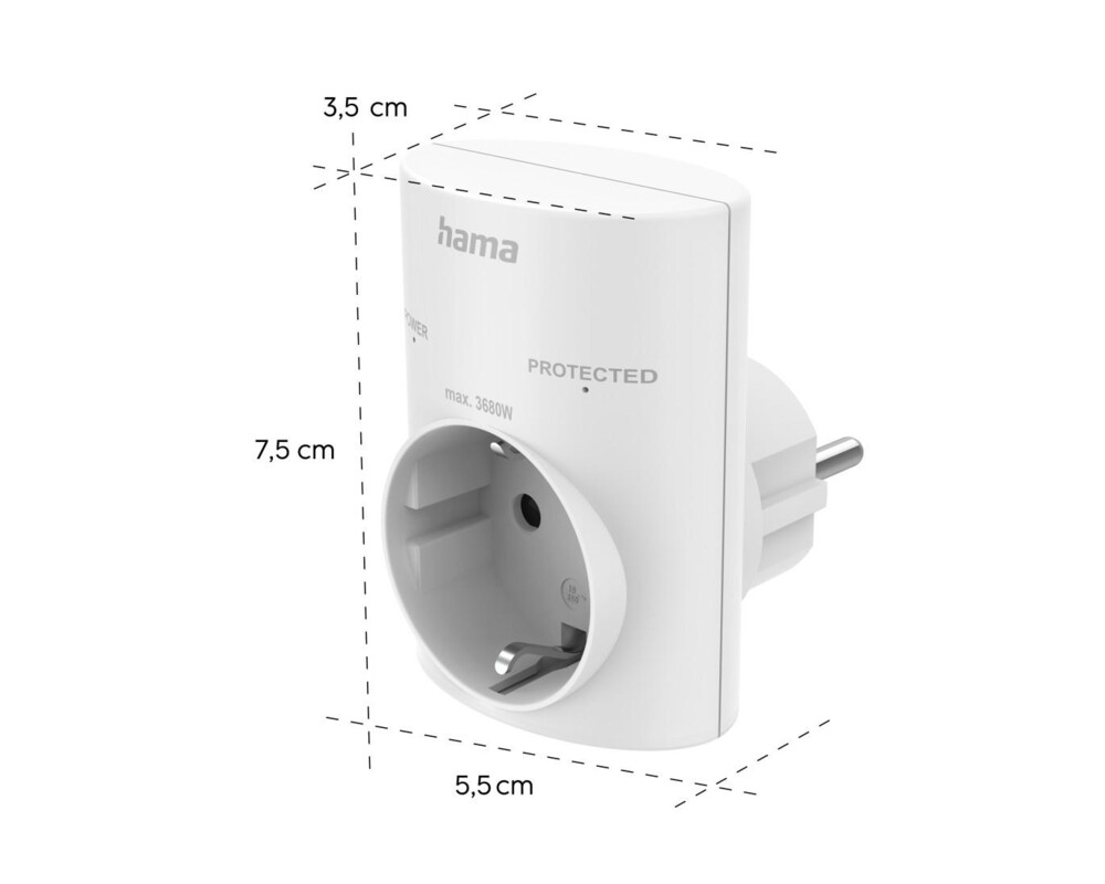 Разклонител HAMA Контакт с вградена защита от пренапрежение 8