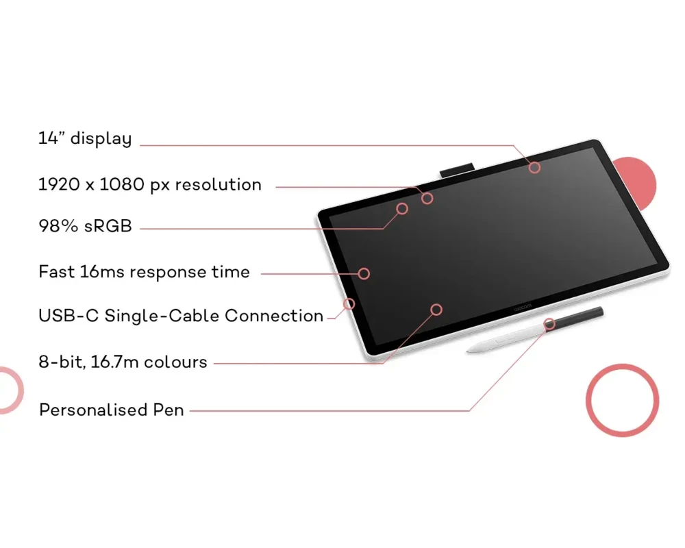 Графичен таблет WACOM Графичен дисплей таблет One pen display 14.0" 9