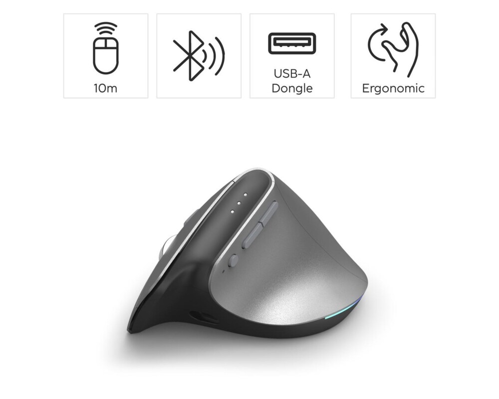 Мишка HAMA Безжична Ергономична вертикална мишка "EMW-700", мулти-устройство, антрацит 10