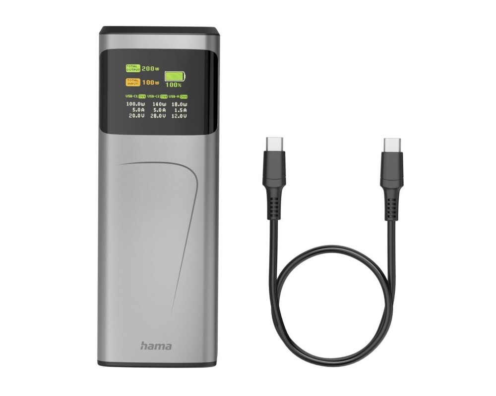 Външна батерия HAMA Външна батерия „High Power“, 200 W, 24000 mAh, 2x USB-C, USB-A, бързо зареждане 17