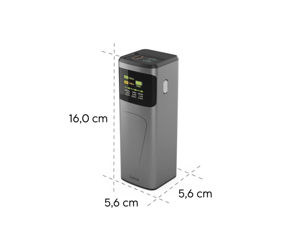 Външна батерия HAMA Външна батерия „High Power“, 200 W, 24000 mAh, 2x USB-C, USB-A, бързо зареждане 19