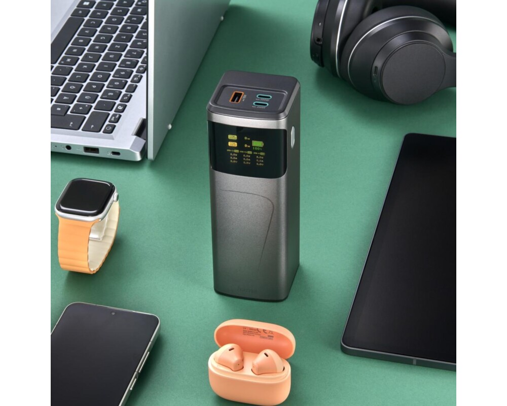 Външна батерия HAMA Външна батерия „High Power“, 200 W, 24000 mAh, 2x USB-C, USB-A, бързо зареждане 23