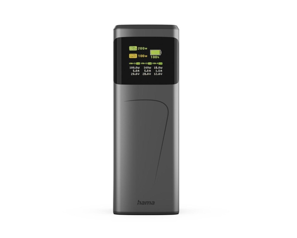 Външна батерия HAMA Външна батерия „High Power“, 200 W, 24000 mAh, 2x USB-C, USB-A, бързо зареждане 3