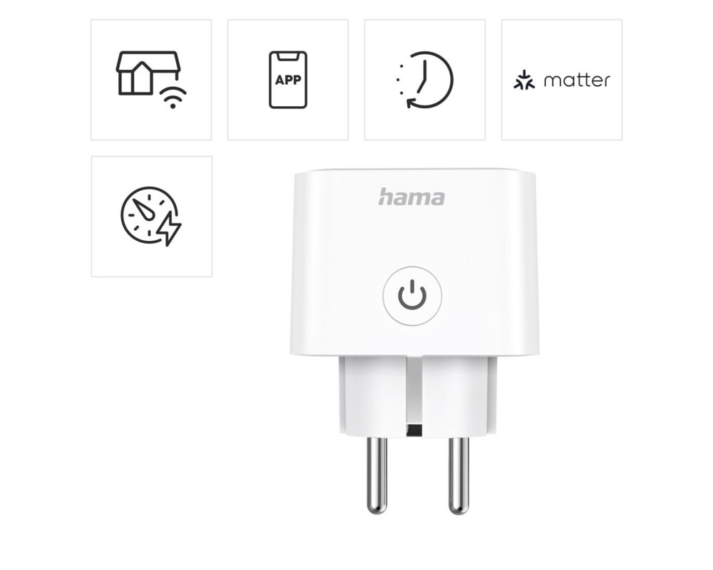 Умен контакт HAMA Смарт мини  WiFi контакт 3680W, 16A с прил. за измерване на ен.консумация 11
