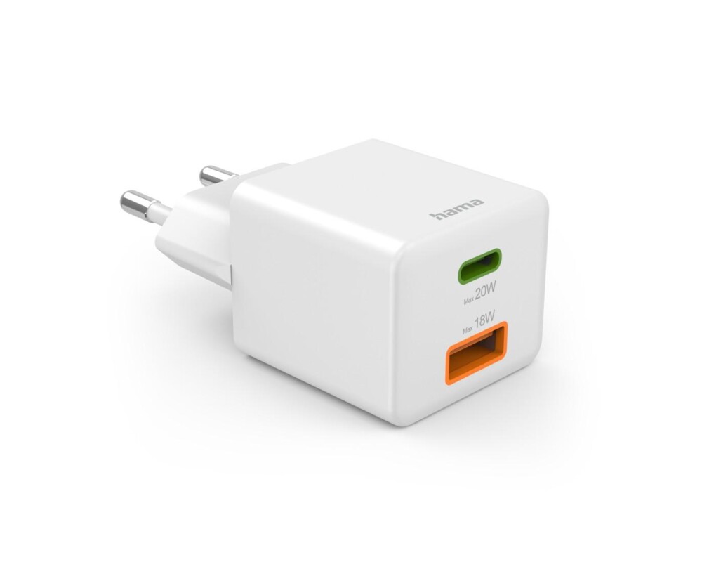 Зарядно HAMA Бързо мини  1x USB-C, 1x USB-A, PD, 20 W, бяло 2