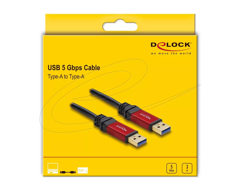 Кабел Delock Cable USB 3.2 Type-A male > USB 3.0 Type-A male 3 m metal 4