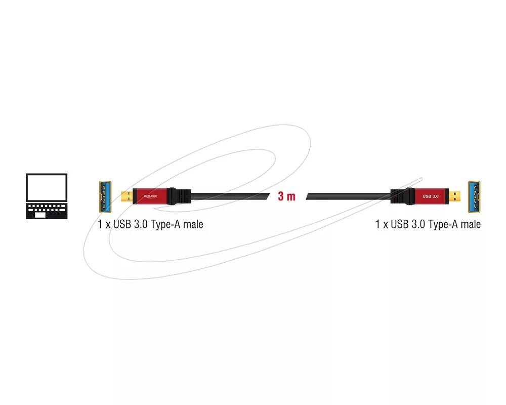 Кабел Delock Cable USB 3.2 Type-A male > USB 3.0 Type-A male 3 m metal 3