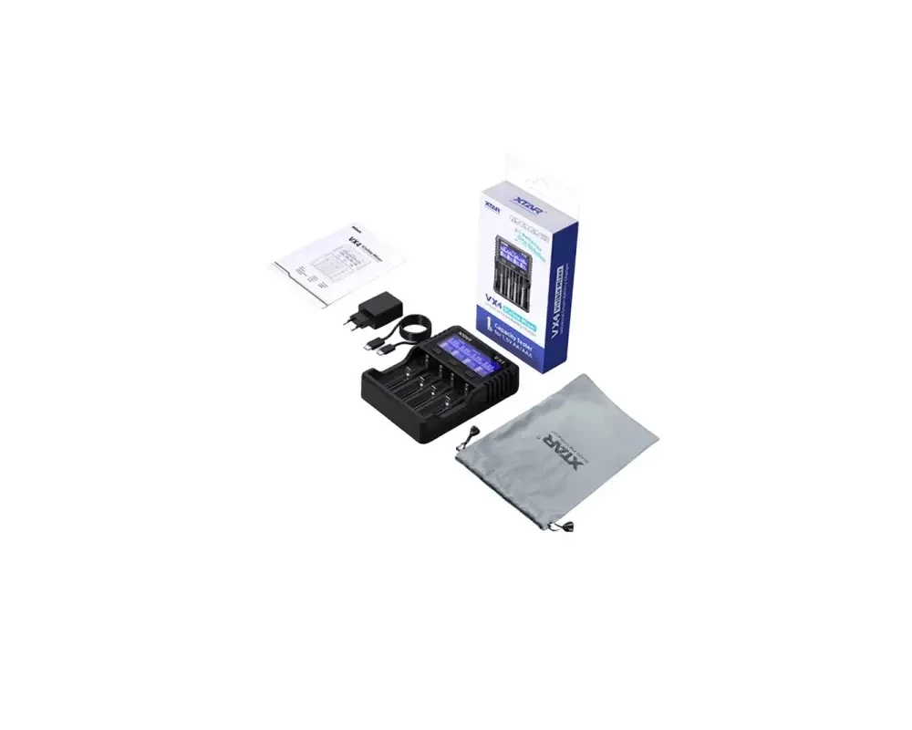 Зарядно  за NIMH/LiIon батерии 4 гнезда LCD дисплей USB VX4 SET  XTAR 3