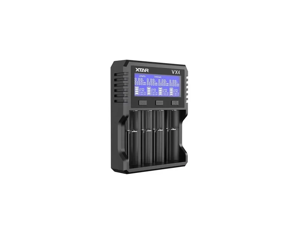 Зарядно  за NIMH/LiIon батерии 4 гнезда LCD дисплей USB VX4 SET  XTAR 2