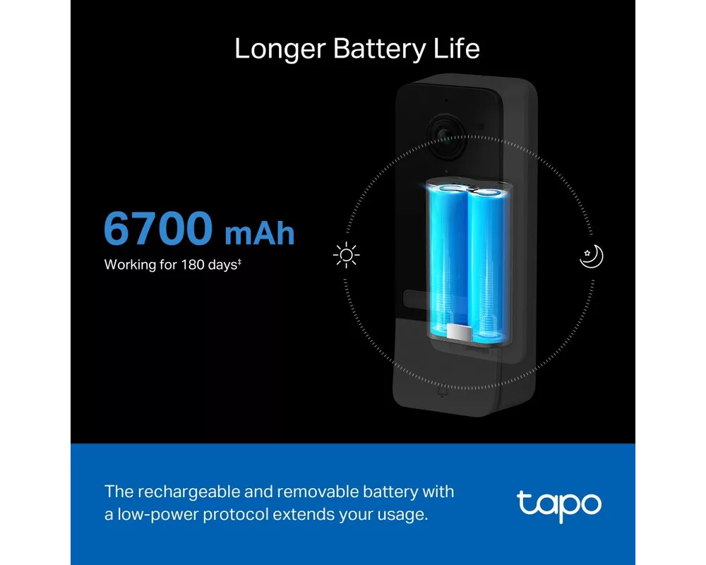 Цифрова IP камера Видео звънец за врата Tapo D230S1, 2.4Ghz, 2K 5MP, Color Night Vision, акум.батерии, microSD 6