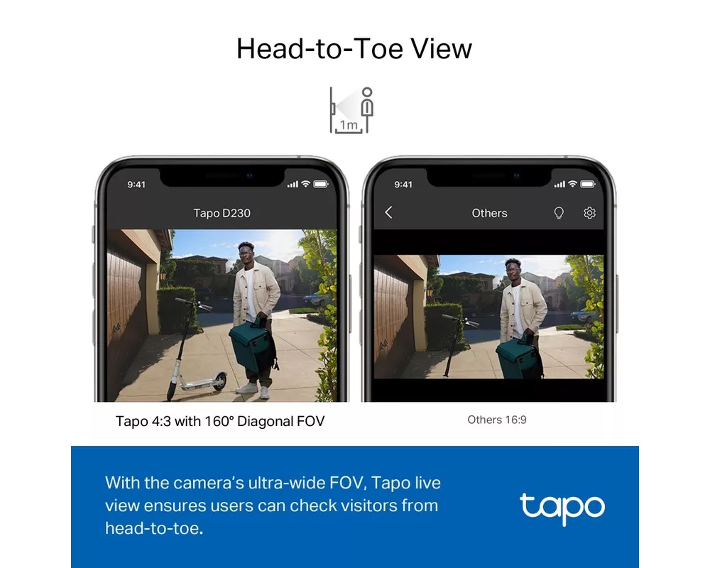 Цифрова IP камера Видео звънец за врата Tapo D230S1, 2.4Ghz, 2K 5MP, Color Night Vision, акум.батерии, microSD 4
